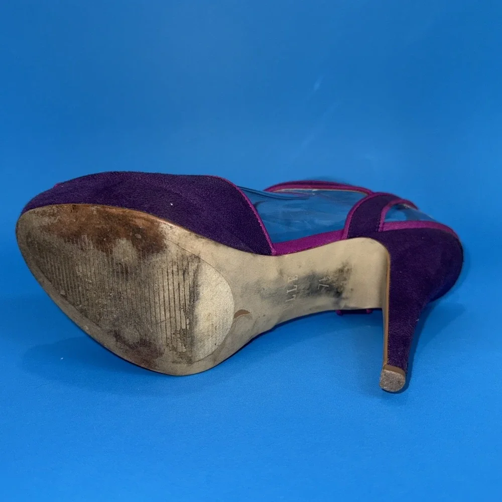 Elle Elharissa Purple Platform Stiletto‎ Heel T Strap SexySandal Shoe See Pics